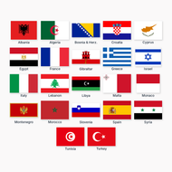 Mediterranean courtesy flags set