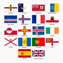 Load image into Gallery viewer, Western Europe &amp; North Atlantic Islands courtesy flags set