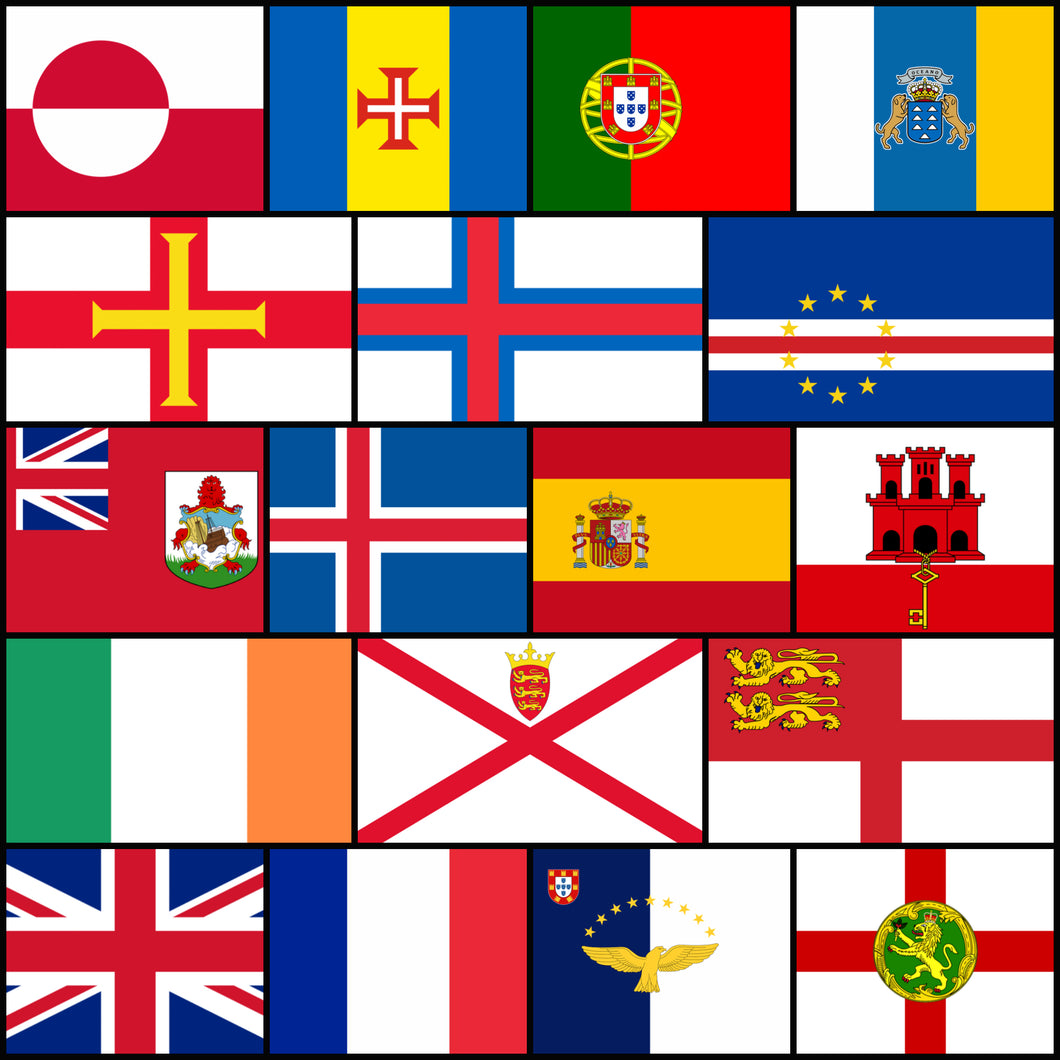 LAIVAA Courtesy Flags set - Western Europe & North Atlantic Islands