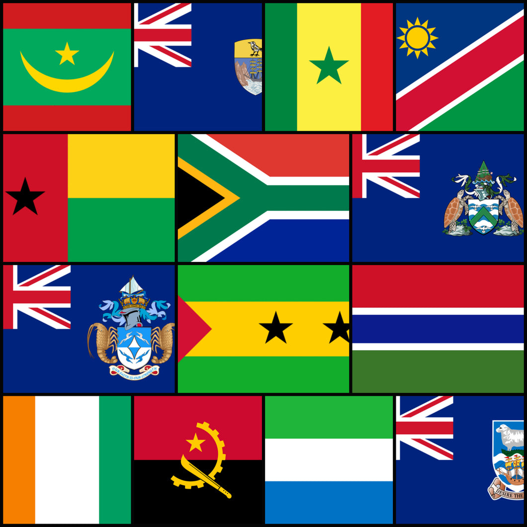 LAIVAA Courtesy Flags set - West Africa & South Atlantic Islands